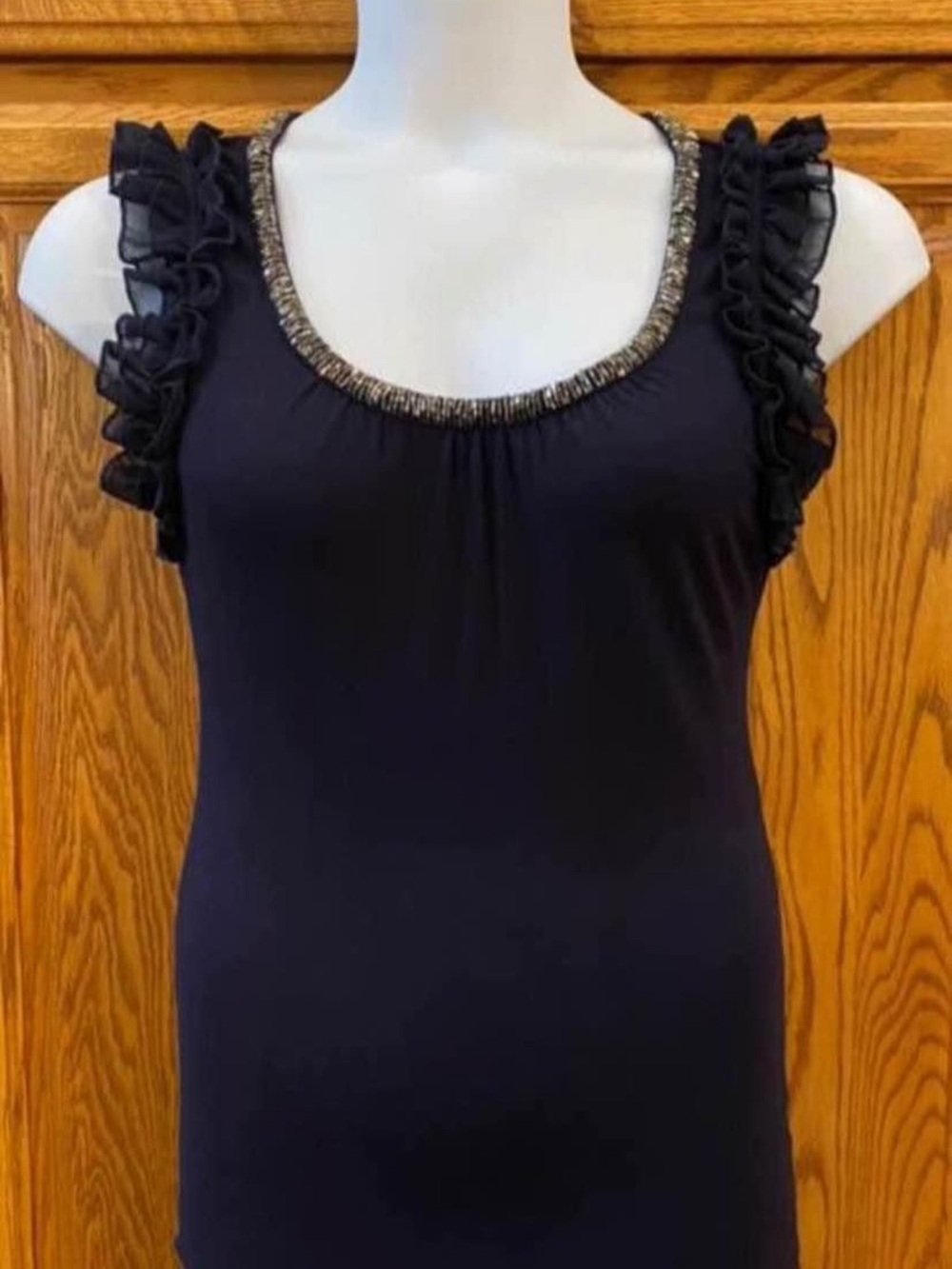 Navy Blue Embellished Top, Size Large